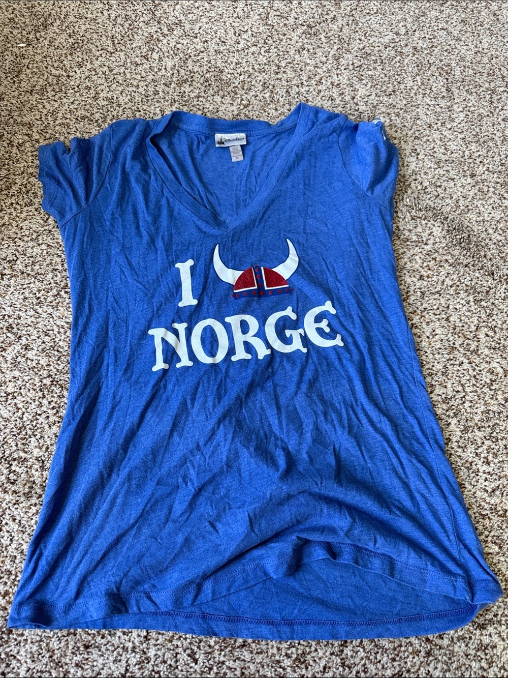 Disney Blue "I Norge" Short Sleeve Tee with Viking Helmet